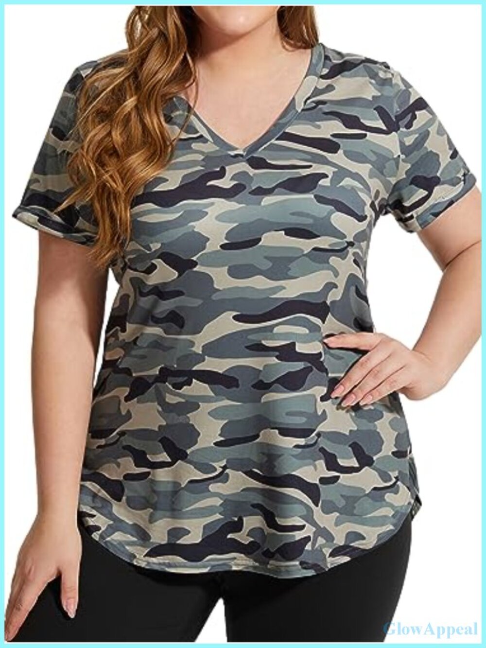Plus Size Workout T-Shirt V-Neck Loose Fit Moisture Wicking Women's Activewear